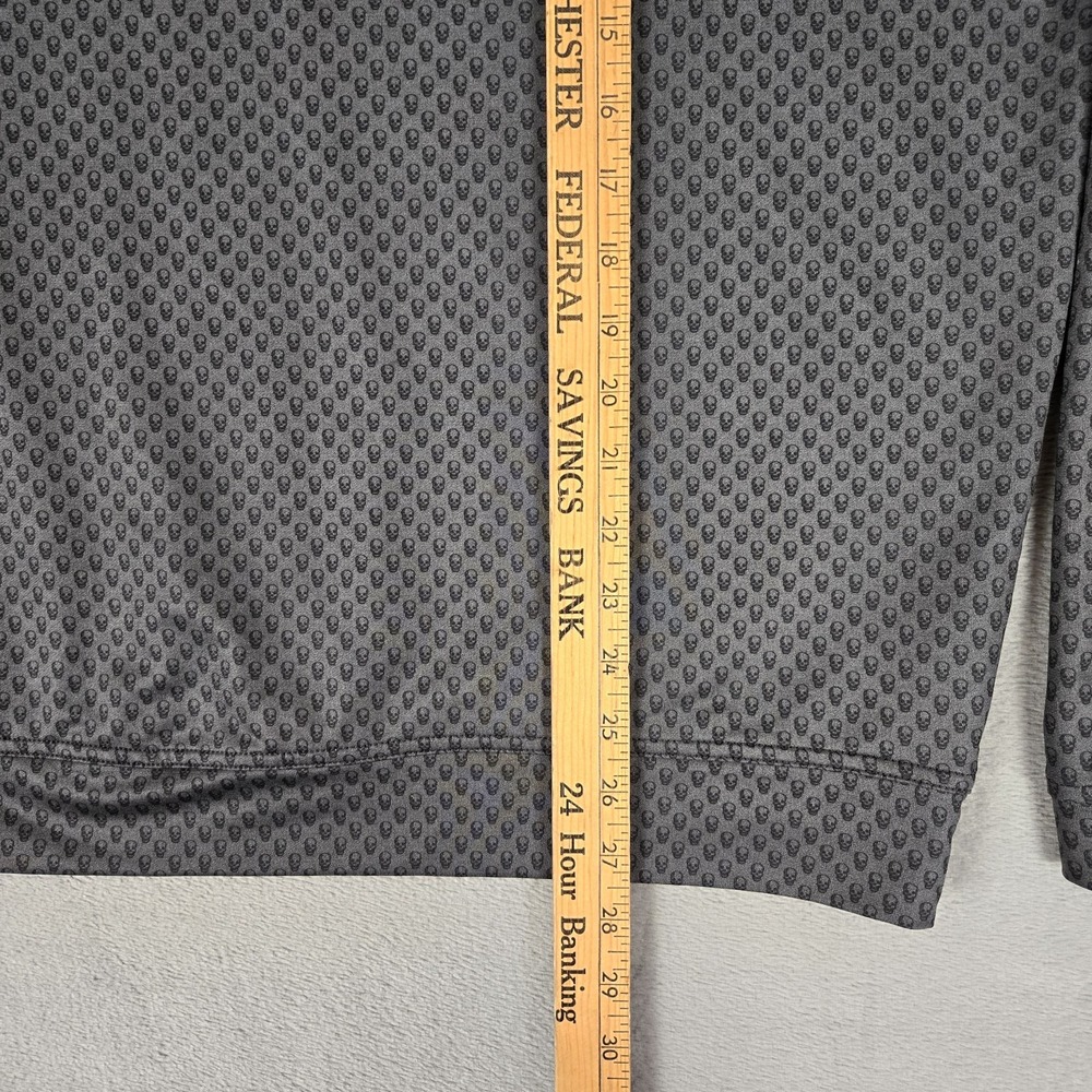 Peter Millar Perth Pullover Men Medium Gray Skull Print 1/4 Zip Golf Performance - Picture 8 of 9